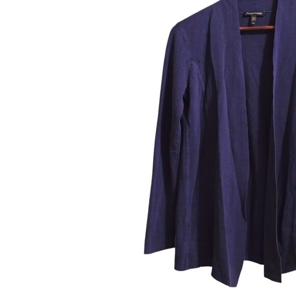 Eileen Fisher Blue Open Front Minimalist Cardigan Sz S - Picture 3 of 7